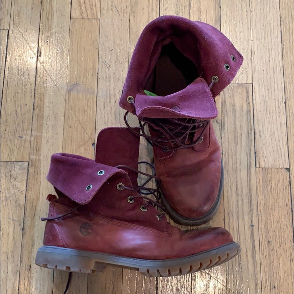 Maroon Timberland boots